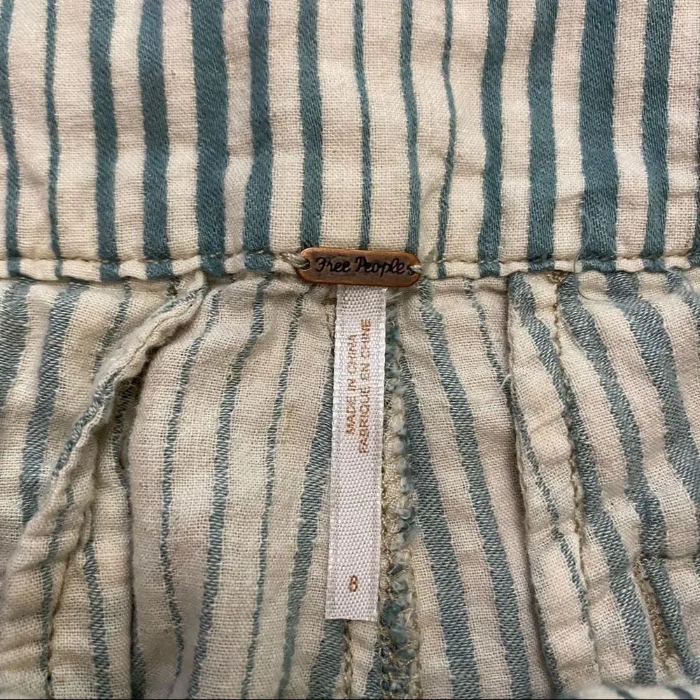 Free People Beachy Stripe Shorts in Cream/Teal Combo - Picture 7 of 9